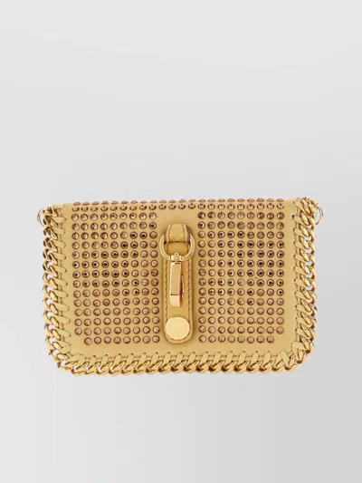 Stella Mccartney Embellished Falabella Card Holder With Chain Strap In Orange