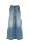 Stella Mccartney Embellished Feather Cut Out Jeans In Vintagebluedenim