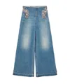 Stella Mccartney Embellished Feather Cut Out Jeans In Blue