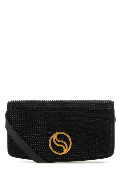Stella Mccartney Embellished Glass Wallet In Black