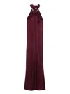 Stella Mccartney Chain-embellished Satin-crepe Gown In Brown