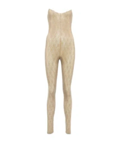 Stella Mccartney Embellished Lace Jumpsuit In Nude