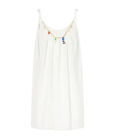 Stella Mccartney Embellished Cotton Mini Dress In White