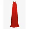 STELLA MCCARTNEY STELLA MCCARTNEY WOMEN'S SCARLET RED EMBELLISHED-NECKLINE SLEEVELESS WOVEN-BLEND MAXI DRESS
