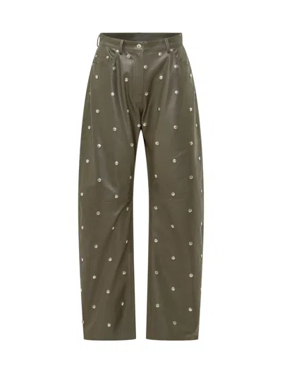 Stella Mccartney Embellished Paint-nts Trousers In Mud