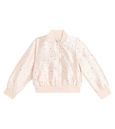 Stella Mccartney Kids' Embellished Satin Bomber Jacket In Pink