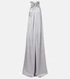 Stella Mccartney Embellished Satin Gown In Gray