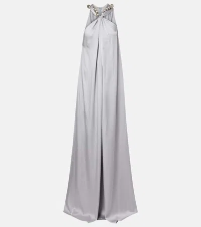 Stella Mccartney Embellished Satin Gown In Gray