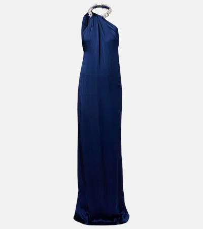 Stella Mccartney Embellished Satin Gown In Blue
