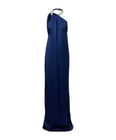 Stella Mccartney Embellished Satin Gown In Blue