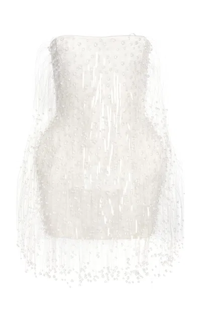 Stella Mccartney Embellished Satin Mini Dress In White