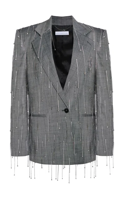 Stella Mccartney Embellished Stretch-wool Blazer In Grey