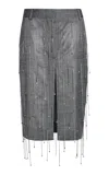 Stella Mccartney Embellished Stretch-wool Midi Skirt In Grey