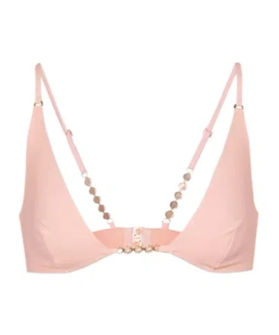Stella Mccartney Embellished Triangle Bikini Top In Pink