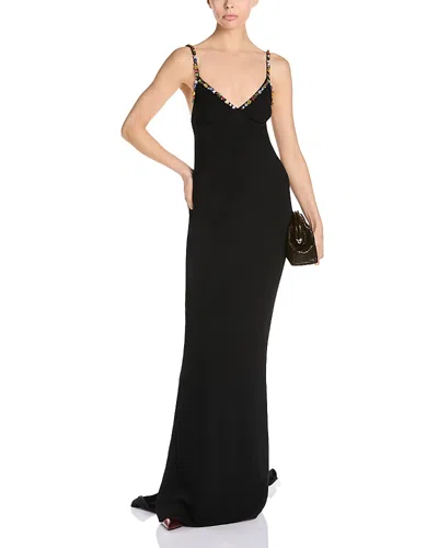 Stella Mccartney Embellished V Neck Gown In Black