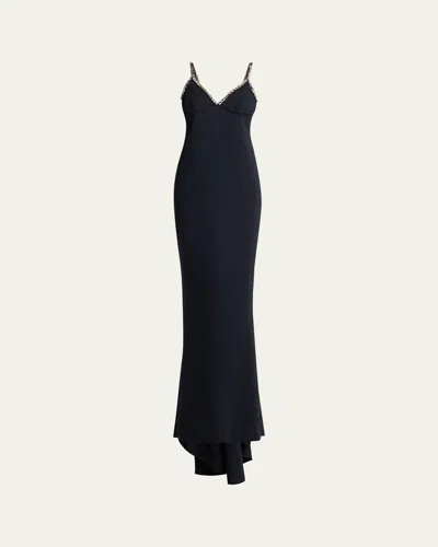 Stella Mccartney Embellished V-neck Trumpet Gown In Black