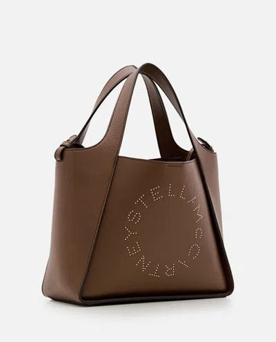 Stella Mccartney Embossed Grainy Mat Logo Crossbody Bag In Brown