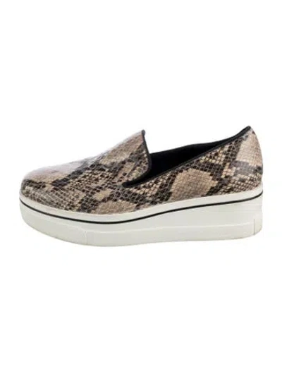 Pre-owned Stella Mccartney Embossed Leather Animal Print Chunky Sneakers In Silver