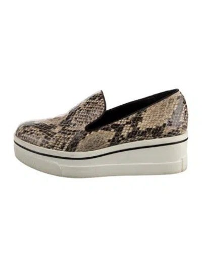 Pre-owned Stella Mccartney Embossed Leather Animal Print Wedge Sneakers In Neutral