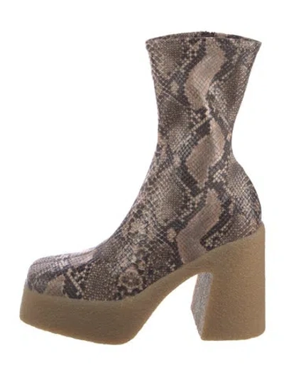 Pre-owned Stella Mccartney Embossed Leather Boots In Neutral