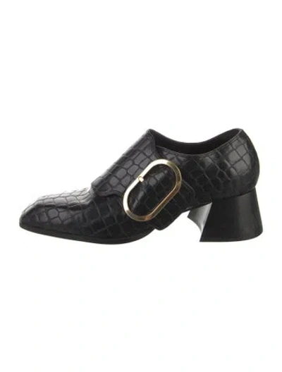 Pre-owned Stella Mccartney Embossed Leather Printed Pumps In Black