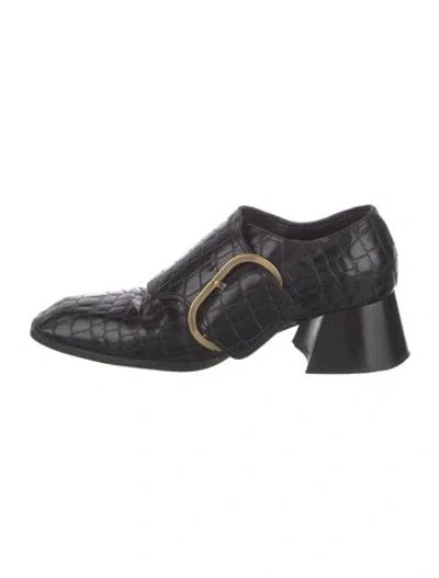 Pre-owned Stella Mccartney Embossed Leather Pumps In Black