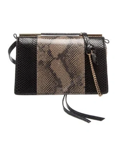 Pre-owned Stella Mccartney Embossed Leather Shoulder Bag In Black