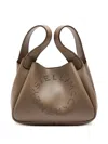 Stella Mccartney Logo Studded Faux Leather Top Handle Bag In Brown