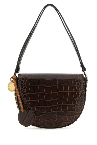 Stella Mccartney Embossed Medium Shoulder Bag In Chocolate Brown