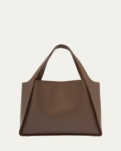 Stella Mccartney Embossed Vegan Leather Studded Logo Tote Bag In Gray