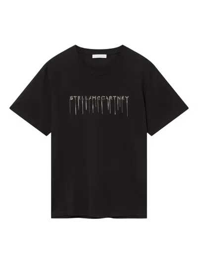 Stella Mccartney Embroidered -logo T-shirt In Black