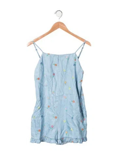 Pre-owned Stella Mccartney Kids' Embroidered Accent Romper In Blue
