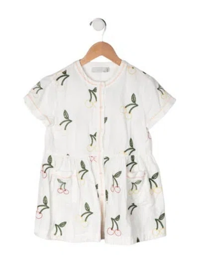 Pre-owned Stella Mccartney Babies' Embroidered Accent Short Sleeve Dress In White