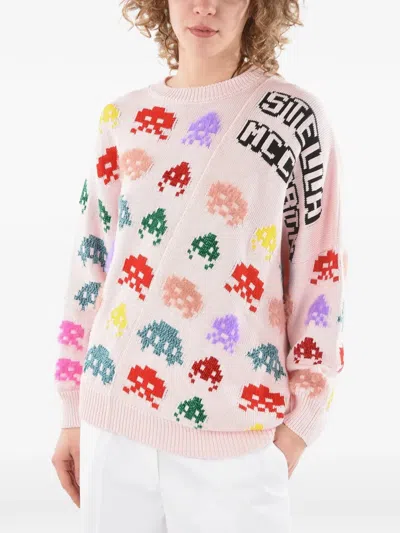 Stella Mccartney Embroidered Asymmetric Sweater In Pink