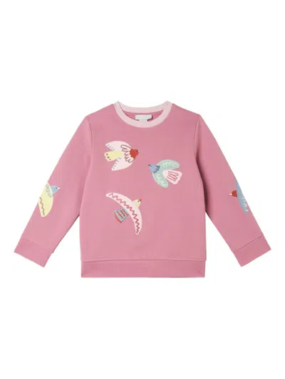 Stella Mccartney Kids' Embroidered-bird Sweatshirt In Pink