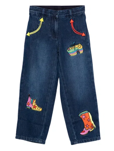 Stella Mccartney Embroidered Button-fastening Jeans In Blue