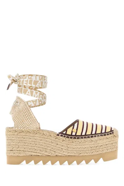 Stella Mccartney Embroidered Canvas Gaia Platform Wedges With 7.5 Cm Platform In Multi