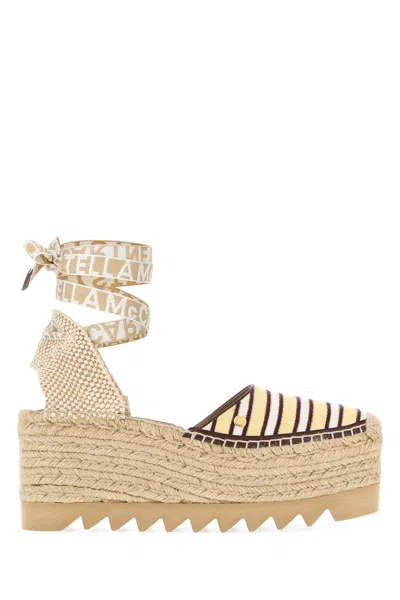 Stella Mccartney Embroidered Canvas Gaia Wedges In White
