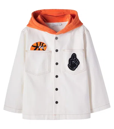 Stella Mccartney Kids' Embroidered Cotton Canvas Jacket In White