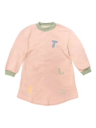 Stella Mccartney Kids' Embroidered Cotton Dress In Pink