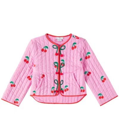 Stella Mccartney Kids' Embroidered Cotton Jacket In Pink