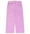 Stella Mccartney Embroidered Cotton Jeans In Pink