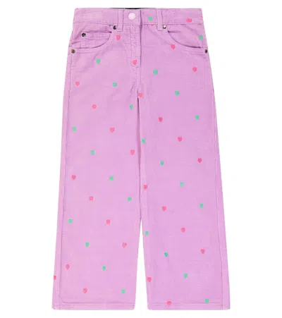Stella Mccartney Kids' Embroidered Cotton Jeans In Pink