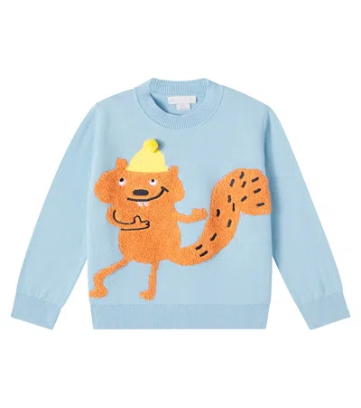Stella Mccartney Kids' Embroidered Cotton Jersey Sweatshirt In Blue