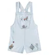 Stella Mccartney Embroidered Cotton Overalls In Blue