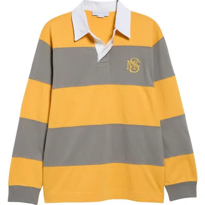 Stella Mccartney Embroidered Crest Colorblock Stripe Long Sleeve Rugby Polo In Multi