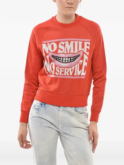 Stella Mccartney Embroidered Crew-neck Sweatshirt In Orange