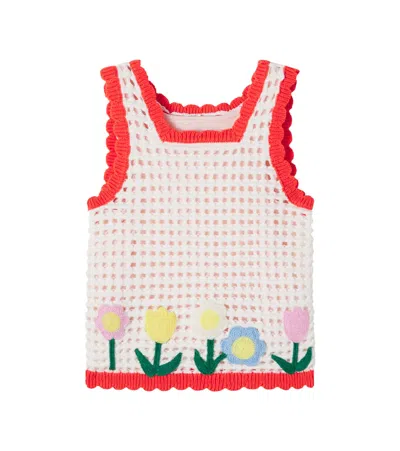 Stella Mccartney Kids' Embroidered Crochet Cotton Tank Top In Multi