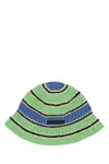 Stella Mccartney Green Blue Embroidered Crochet Hat In Green