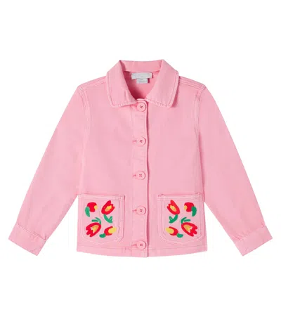 Stella Mccartney Kids' Embroidered Denim Jacket In Pink